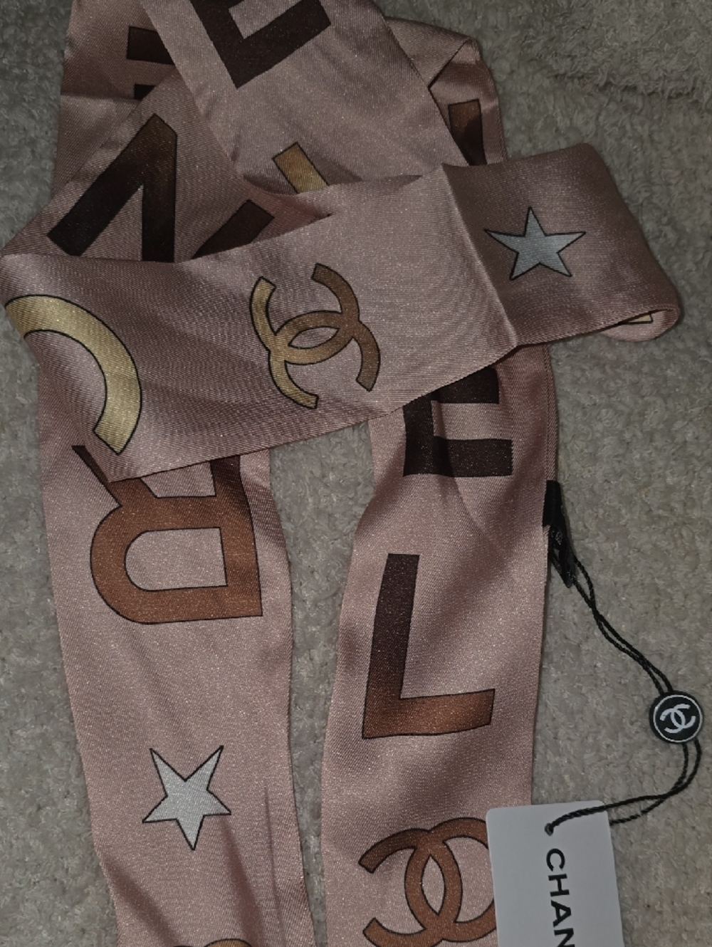 CHANEL Pink Logo-Print Scarf - Picture 3 of 6